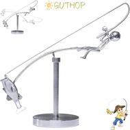 GUTHOP Kinetic Fishing Sculpture, Metal Gift The Fisherman Balancing Sculpture, Creative Desk Orname