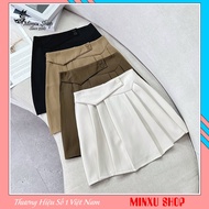 Beautiful multicolored women's pleated skirt, short flared skirt with 2 BUTTONS, SUPER HOT Minxu sho