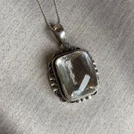 天然 白水晶 墜 尼泊爾 手工製 925純銀