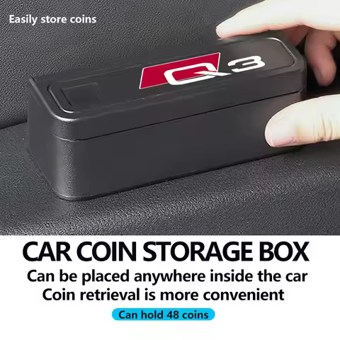 For Audi Car Small Coins Holder Storage Box Coin Collectible Case Creative Central Armrest Box Walle