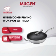 HappyCook Honeycomb Non Stick Frying Wok Pan With Lid (34cm)