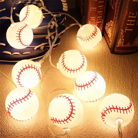 40 LEDS Sports Ball Indoor Battery Operated Baseball Shape LED String Lights Night Light for Hallowe