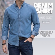 Kemeja Denim Lelaki Korean Style Slim Fit Smart Casual Kain Selesa Berkualiti Tinggi Tahan Lasak Aut