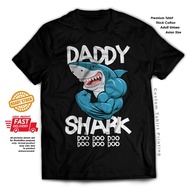 New F169 Daddy shark fathers day cotton tshirt