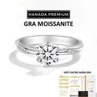 925 SILVER Ring Moissanite Stone 1CT 6.5MM Platinum Coated Not Black Twisted Pattern High Stone HANA