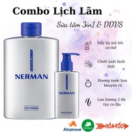 Combo Lịch Lãm Nerman :Sữa tắm gội nam 350ml & DDVS nam 100ml _ Hương Nước Hoa Nam Cao Cấp