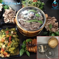 Cast iron pot, cast iron pot, fish stew, cast iron pot, glass lid, wooden pot, glass pot