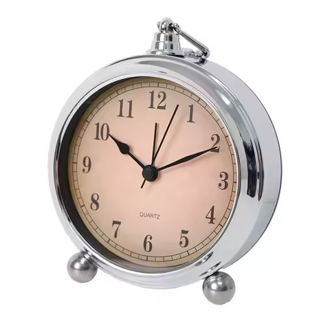 1pc Retro Analog Alarm Clock, 4-inch Ultra-Quiet Tickless Alarm Clock with Night Light, Battery-Powe