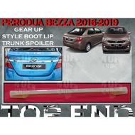 PERODUA BEZZA 2016-2019 GEAR UP STYLE REAR BOOT LIP TRUNK SPOILER material ABS SKIRT LIP BODYKIT