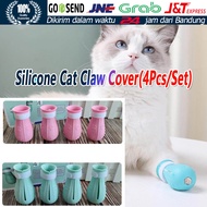 4PCS/Set Pelindung Kaki Kucing Lembut Karet Sarung Kaki Kucing Sepatu kucing Anti Gores Gigitan Cuci