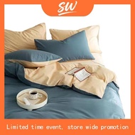 Bedsheet With Comforter Cover bedsheet king 4 in 1 Solid Color Washed Cotton Set Quilt Cover ikea be