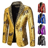Men's Suit Shiny two-tone sequin shawl Collar suit Men's Wedding Groom Singer Dance Sequin Suit Jack
