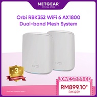 NETGEAR Orbi RBK352 WiFi 6 AX1800 Dual-band Mesh System【3 Years Warranty by NETGEAR】