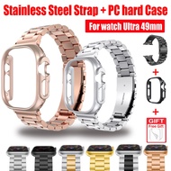 Case + Strap For iwatch Ultra Stainless Steel Metal Strap For iwatch Ultra 49mm pc hard case+ metal strap