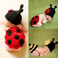 Baby Hundred Days Seven Star Ladybug Cloak Photography Set Newborn Baby Lace Hand-Knitted Hat Props 