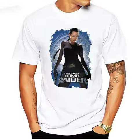 New Tomb Raider Lara Croft Angelina Jolie Black T Shirt men clothing graphic t shirts harajuku stree