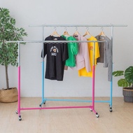 全鐵單桿移動式波浪掛勾滑輪曬衣架 吊衣架 掛衣架 晾曬架