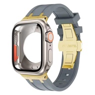 Case+Strap for Apple Watch Series 10 9 8 7 6 5 4 SE สายนาฬิกาซิลิโคน 45mm 44mm 41mm 45mm bracelet Ru