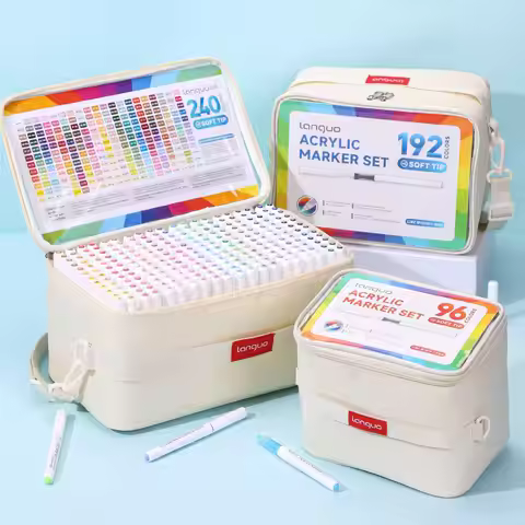 LANGUO 96-240 Colors Direct Liquid Colors Acrylic Paint Pens Brush Marker Pen for Painting Stone DIY