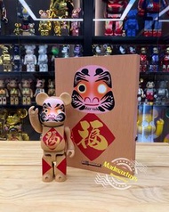 現貨bearbrick BE@RBRICK カリモク 達磨 参 金 400％ 木達摩 Daruma wood