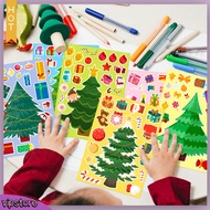 (VIP)  Christmas Stickers Christmas Sticker Set 6 Sheets Christmas Tree Gift Cake Bowknot Stickers for Kids Diy Christmas Decorations Self-adhesive and Anti-fade Puzzle Decals