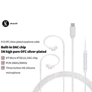 JCALLY PJ3 5N High Pure OFC Silver-plated Earphone Upgrade Cable Built-in DAC Chip with Mic Type-C Straight Plug Support K Song For KZ EDX PRO AS16 PRO AS24 MT1 ZS10 PRO