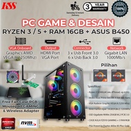 Gaming PC AMD Ryzen 3 3200G/Ryzen 5 5600G, NVME 256GB, RAM 16GB Dual Channel