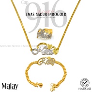 Indogold - 916 Gold Necklace Customize Name White Gold 22K Nora Series Necklace IndoGold