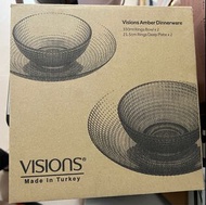 全新康寧 Corelle visions amber dinnerware set  玻璃碗碟套裝