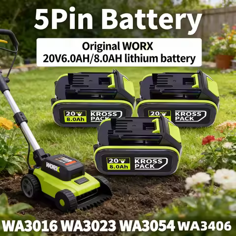 20V 6.0Ah 8.0Ah Lithium Battery 5pin For WORX WA3016 WA3023 WA3027 Fit Dewalt Tools WORX Cordless Po