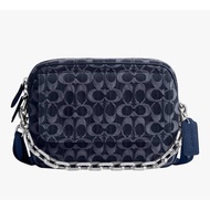 Coach Charter Flap Crossbody Bag 24 in Signature Denim Deep Blue (Retail Collection)