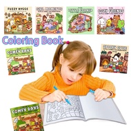 A5 Coloring Book 46 Pages In Cozy Moments For Relaxation Spooky Cutie Graffiti Painting Book, Cute E