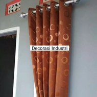 Gorden Polos Jendela Pintu Minimalis Warna Coklat Polkadot Mewah Murah Embos Tebal Kamar Murah Polos