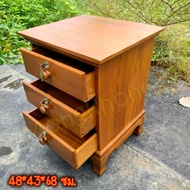 MK42 ตู้เอกสารไม้สัก ตู้ข้างเตียง 3 ชั้น ขาสิงห์ 48*43*68 ซม. (กว้าง*ลึก*สูง) ตู้หัวเตียง ไม้สักคัดเ
