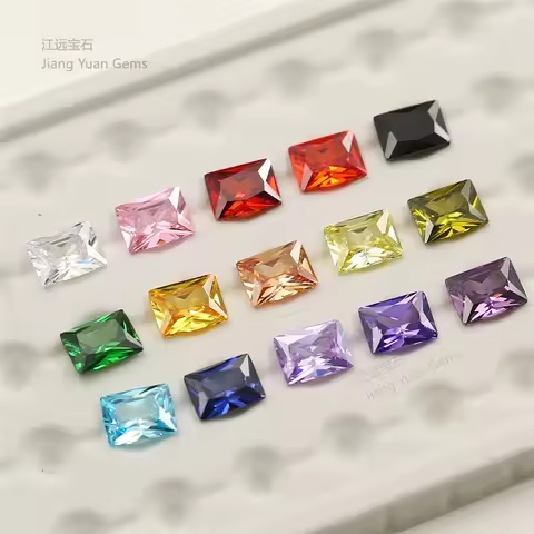 1PCS Per Colors Total 15pcs Size 4x6mm ~ 9x11mm Rectangle Shape Loose Cubic Zirconia Stone For Jewel