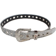 Punk Rhinestone Buckle Belts Woman Locomotive Full Sequins Waist Western Cowgirl Y2K Girls Belt For 