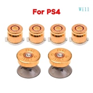 Will Brass Button Mod Kit for PS4 Pro Controller Thumbsticks Sticks ABXY Mod Kit with Face Button Console Accessories