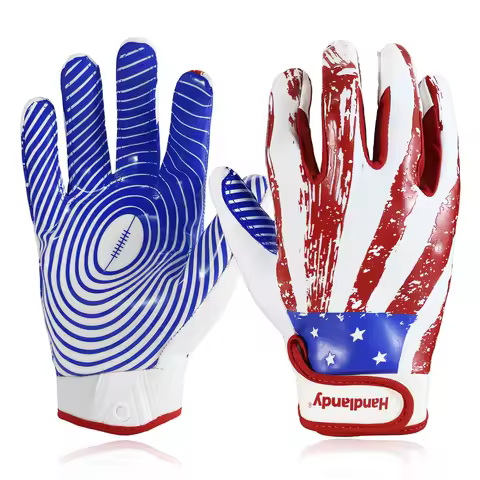 HANDLANDY New Arrival Great Grip Youth Rugby Gloves flag design American Football Gloves