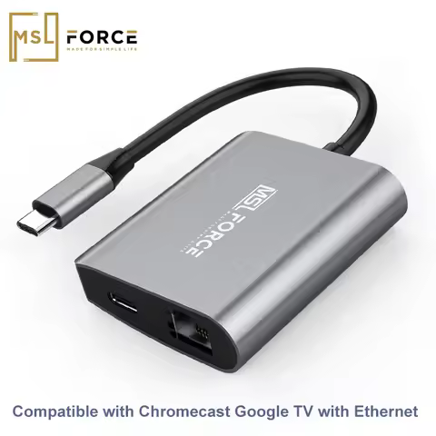 USB-C Gigabit RJ45 Adapter With PD100W Passthrough Power 1000Mbps Ethernet Speeds for ChromeCast Wit