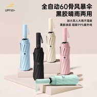 Three Fold 60 Bones Thick Umbrella Ribs Automatic Folding Umbrella Male Double Female Sunshade Sunsh