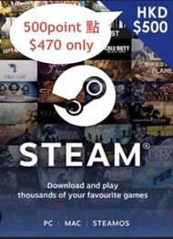 Steam 500 點數卡 $465 可散賣100pt