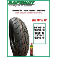 SAFEWAY TIRE 12 & 10 Tubeless Free Sealant & Pito Size 100/90 -10, 90/100 -10, 90/90 -12, 120/70 -12