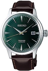 mens PRESAGE 'Mockingbird' Cocktail Green Dial with Brown Leather Watch SRPD37J1, White, Modern