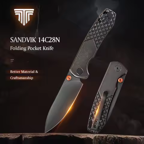 TRIVISA Folding Survival Knife, EDC Tools, with Copper Handle, Small Camping Knives, Hiking Survival