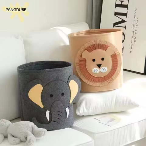 PANGDUBE 35*35cm Baby Felt Storage Bucket Multifunctional Baby Diaper Organizer Kid Toys Storage Dia