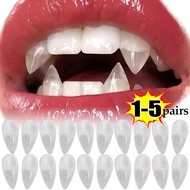 Vampire False Teeth for Adults, Transparent Resin Dentures Halloween ps, Costume Party Accessories