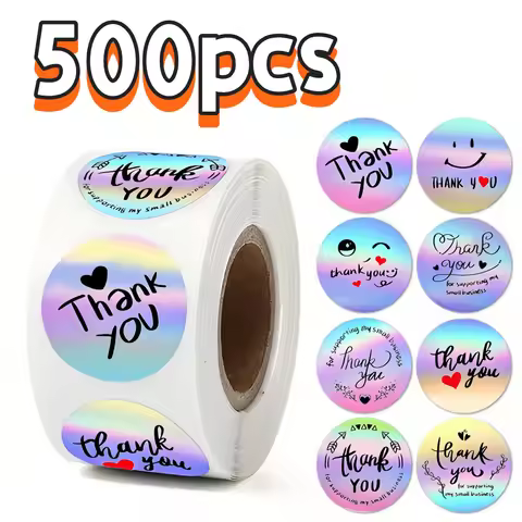 Thank you label sticker laser round thank you sticker gift box seal sticker holiday self-adhesive de
