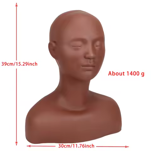 Mannequin Head with Shoulders Large Multi Function Manikin Head Soft Training Model for Facials Mass