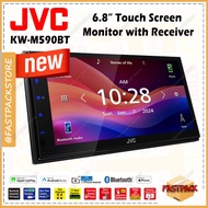 JVC KW-M590BT Digital Media Receiver 6.8" Capacitive Touch Monitor Double Din Player (Apple CarPlay 