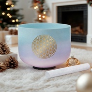 Hye-eun 8inch with Life Flower Design Quartz Crystal Singing Bowl 440hz/432hz/528hz for Healing